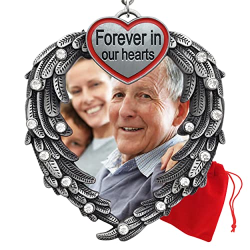 Christmas Memorial Picture Ornament - Forever in Our Hearts - Sil...