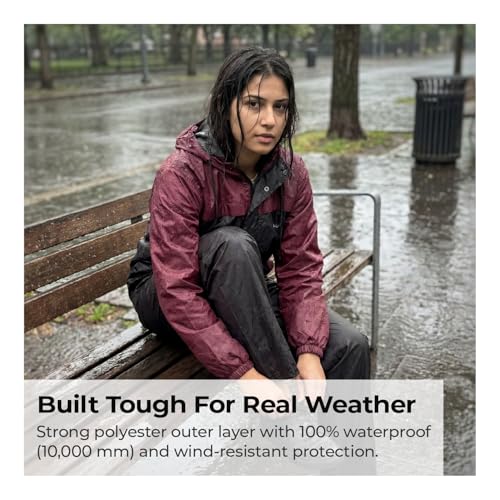 Image of Lifelong Men's Raincoat Set | Waterproof Polyester Double-Coated Reversible Rain Suit | Hooded Jacket with Inner Mobile Pocket & Pants | Standard Length for Hiking, Camping XXL