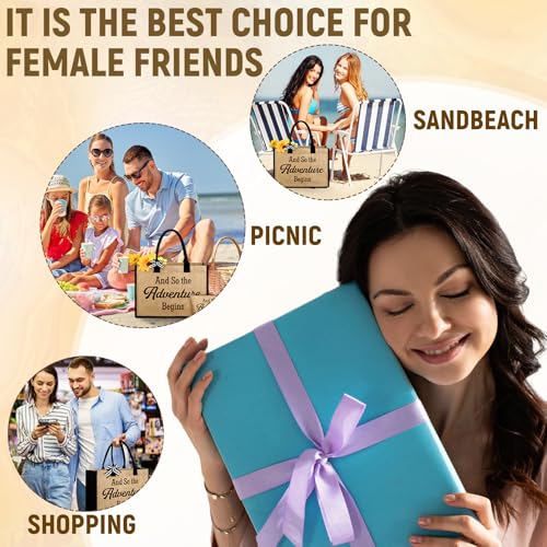 Image of Aliceset 3 Pcs Beach Bags Gift Set for Women Canvas Tote Bag Wedding Handbags for Summer Bridal Shower Travel