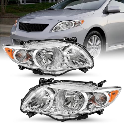 TUSDAR Headlight Assembly Set for 2009/2010 Toyota Corolla Base/CE/LE/XLE Driver and Passenger side Not compatible with XRS/S Models