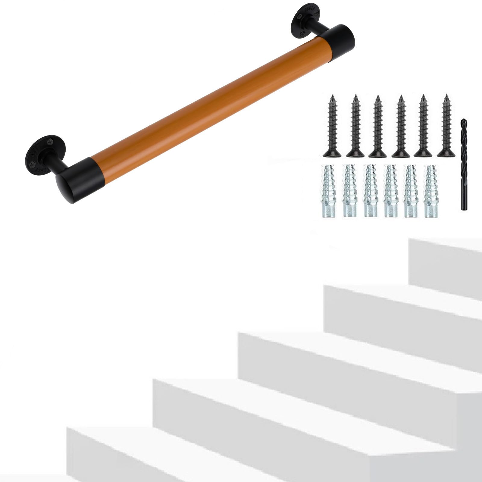 GW Gwongvvei1.6FT Resin Handrail Indoor Stair Railing with Sturdy Metal Railing Wall Mounted Handrail, Elderly Child Accessible Stair Railing，1.97 "Round