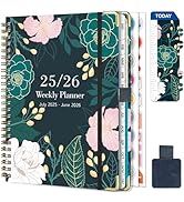 Gumiho Agenda Semanal 2025 2026 Espiral A5 Planner (julio De 2025 – Junio De 2026) – Agenda Escolar Con Hebilla De Bolígrafo Y Pegatinas De Plan (Libélula Verde