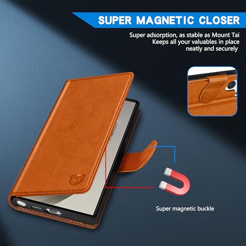 Image of ZZXX for Samsung Galaxy S25 Ultra Wallet Case with [RFID Blocking] Card Slot Kickstand Magnetic Closure Leather Flip Fold Protective Phone Case for Galaxy S25 Ultra 5G Case Wallet(Brown-6.8 inch)