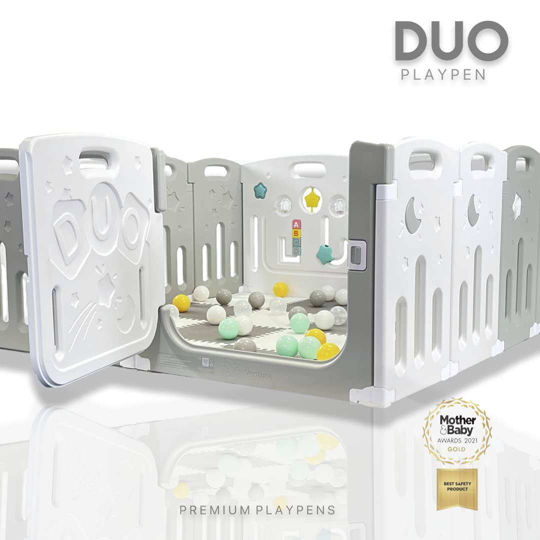 Buy Venture All Stars DUO Plastic Baby Playpen With Play Mats & Balls, Mother & Baby Awards Gold