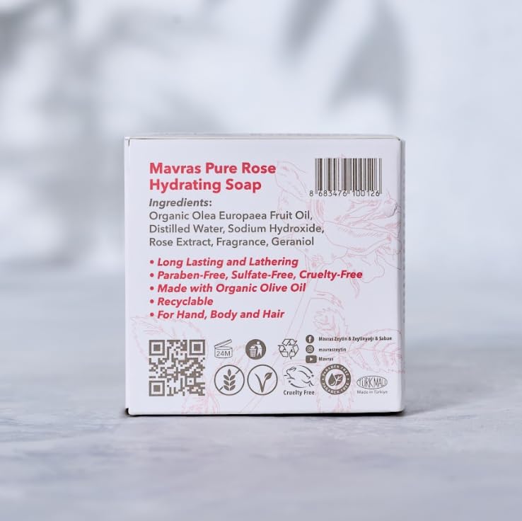 150g Pure Rose Hydrating Soap – Natural Moisturizing Face & Body Bar - Image 3