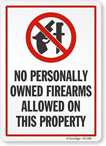 SmartSign �uNo Personally Owned Firearms Allowed On This Property�v�T�C�� | 10�C���` x 14�C���` �A���~�j�E��