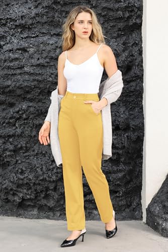 Image of Bamans Dress Pants Women Work Business Office Straight Leg Slacks