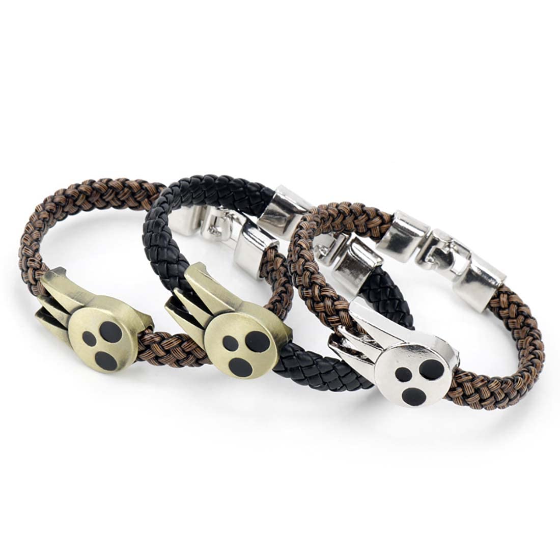 Yannasa Soul Eater Bracelet Anime Cosplay Soul Eater Ghost Silver Gold PU Accessories 3pcs