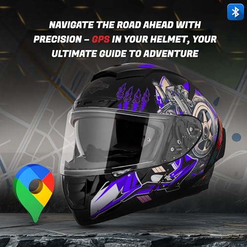 Image of Steelbird SBH-32 Trickster Bluetooth ISI and Dot Certified Full Face Helmet for Men and Women with Inner Smoke Sun Shield
