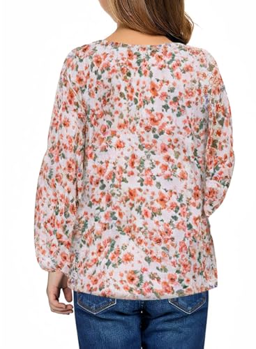 blibean Girl Flower Bell Sleeve Blouse Floral Fall Tops 4-15 Years2