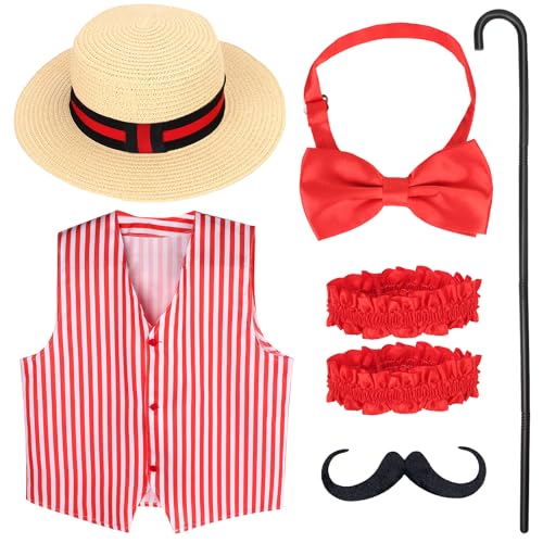Kyson 6 Pieces Barbershop Quartet Costume-Carnival Barker Costume-Vintage Circus Costume-1920s Roaring Costume for Adult