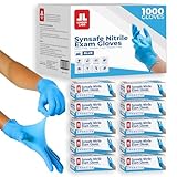 London Labs Synsafe 4 Mil -Blue Nitrile Exam Gloves –Disposable Latex Free & Powder Free – Extra Strong, Rubber Gloves – First Aid Kit, Medical, EMT, Cleaning, Cooking | Bulk Case of (1000 ct)