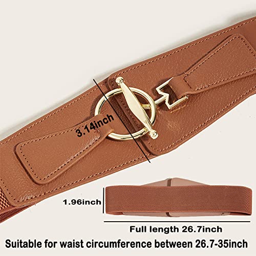 Vintage Wide Genuine Leather Belts for Women Elastic Waist Belt for Dresses and Jeans4