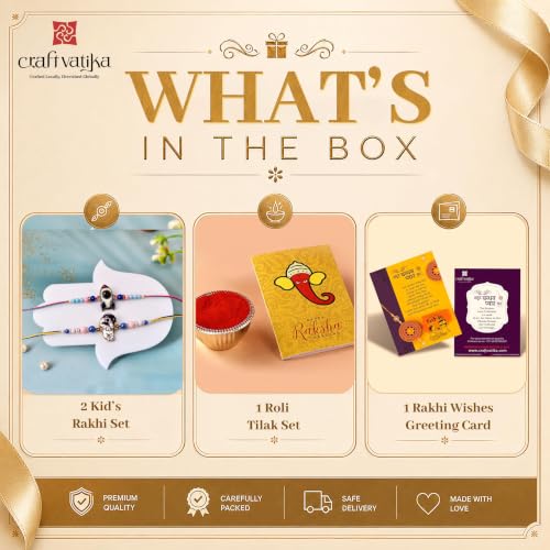 Image of CraftVatika Set of 2 Rakhi for Kids Brother, Rakhi Set for Brother Boys Girls Baby Kids, Cartoon Designer rakhis for Children, Rakshabandhan Combo with Greeting Card Tilakk, Raksha Sutra for Child