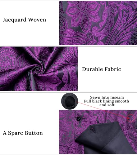 Image of DiBanGu Mens Paisley Suit Vest Silk Jacquard Waistcoat and Necktie Set Formal Shawl Collar Dress Vest 7PCS for Wedding Party