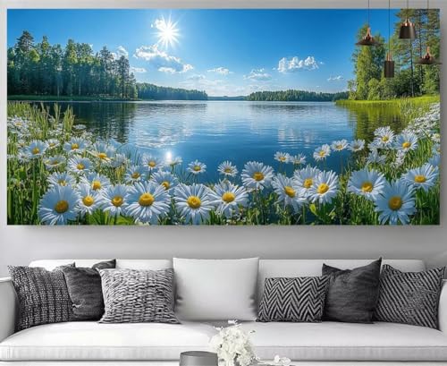 Broderie Diamant XXL Fleurs pour sublimer votre salon avec un tableau 5D fait maison
