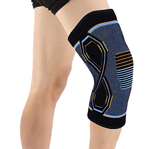 Gifftiy Baseball Knee Pads1 Pair Sport Knee Support Brace 8-Shaped Blue Orange Pattern Kneepad Knee Warm For Joint Pain Relief And Injury Recovery Blue_Xl