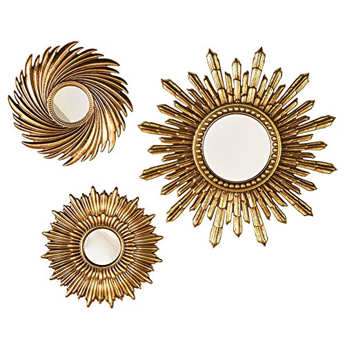 Sunburst Mirror Wall Decals - Set of 3, Gold