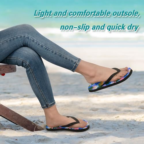 Flip Flop Sandals Checkered Leaf Print for Women Men Beach Outdoor XS4