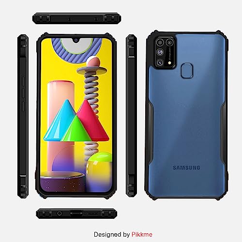 Image of Outlouders Back Cover for Samsung Galaxy M31 /M31 Prime /F41 | Ultra Hybrid Transparent | Full Camera Protection | Raised Edge | Crystal Clear Bumper Case (Black)