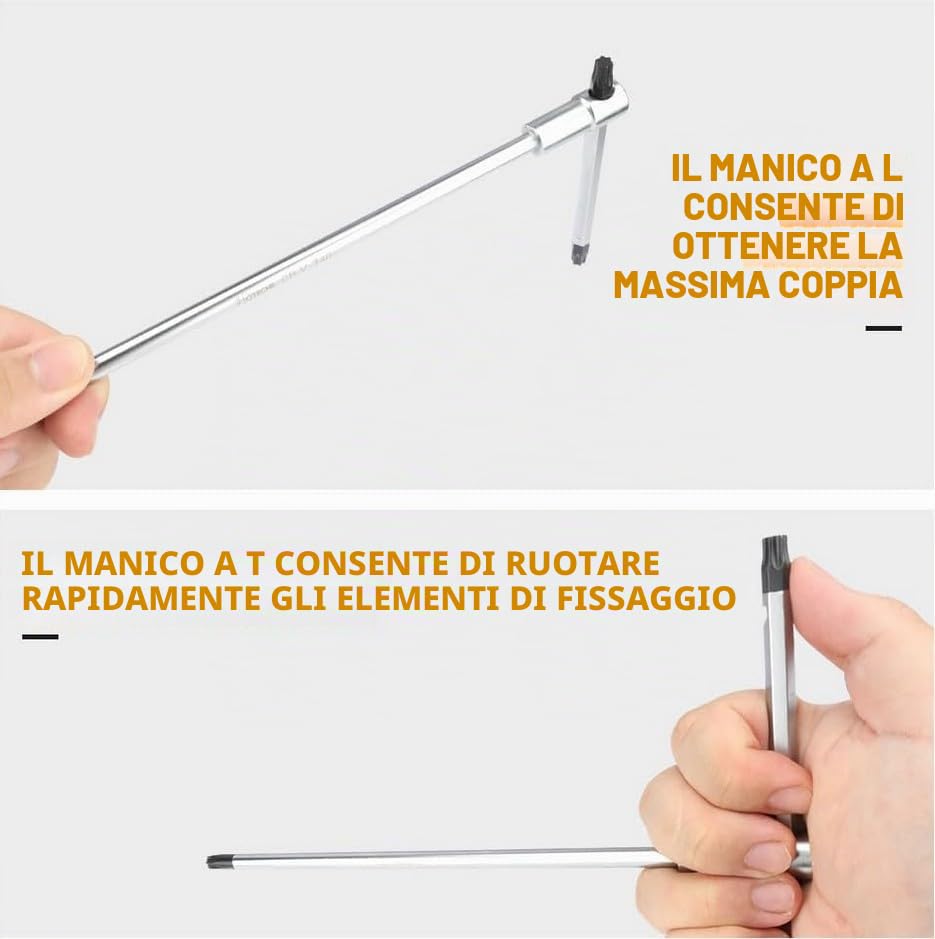 g SET DI CHIAVI TORX A T 9 PEZZI CON ASTA SCORREVOLE - AGGANCIO MULTIPLO - T8-T40