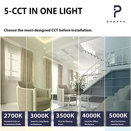 Image of POPANU Premium Canless Recessed Gimbal Downlight Rotatable-Spotlight 5 CCT 3 Inch Eyeball Ceilling Potlight, Dimmable Recessed Lights Fixture with Junction Box, 8W, Oil Rubbed Bronze, 6P