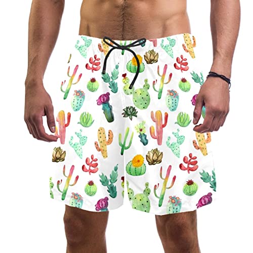 Maillots de bain pour hommes séchage rapide short de plage léger motif cactus