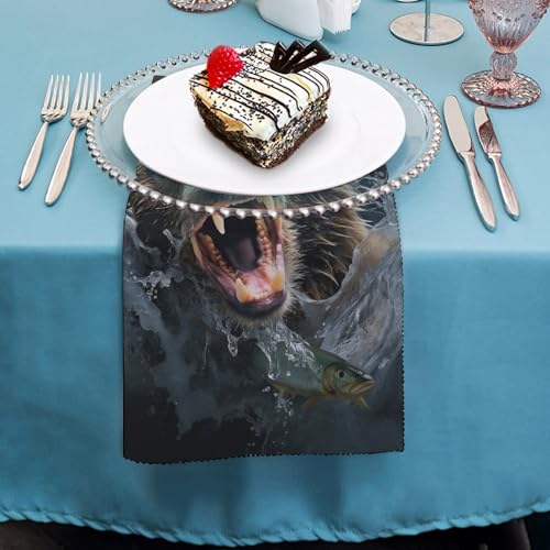 Servilletas de Tela Bear Holding Fish 18.7x18.7 Pulgadas miniatura 4
