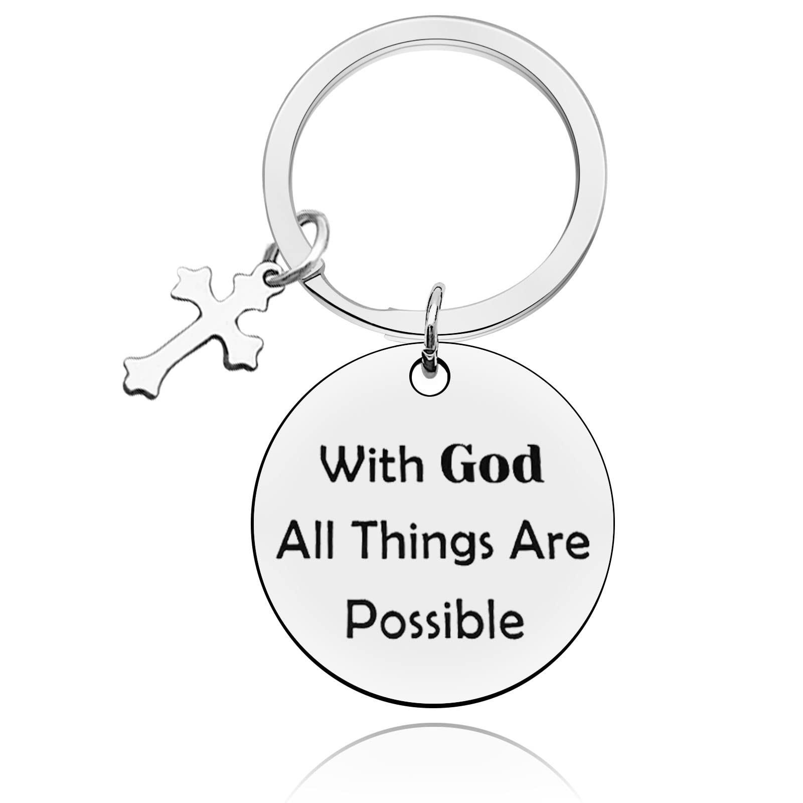 BaipiluChristian Gift Keyring Religious Baptism Gift Inspirational Religious First Communion Baptism Gift for Godmother Godfather Goddaughter Godson Cross Christian Faith Keychain Gift for Women Men
