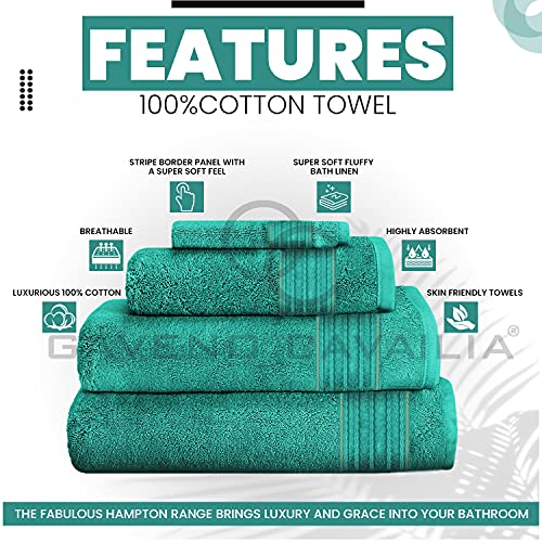 Gaveno Cavailia 100% Natural Cotton Thick Absorbent 450 GSM Hampton Hand Towel [ Pack of 4-Aqua (50x80 cm), 230755 - Image 2