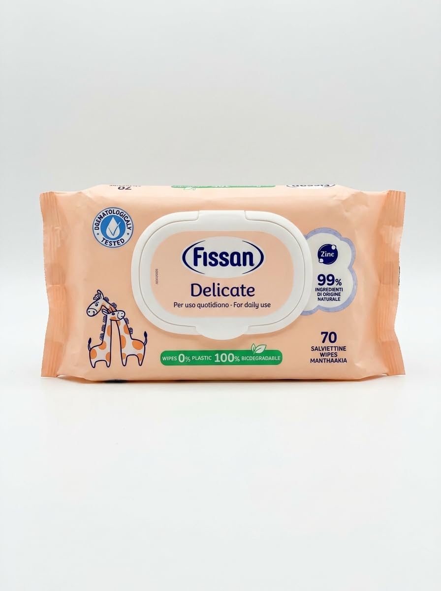 Salviettine Umidificate Delicate per Bambini e Neonati, 99% Ingredienti di Origine Naturale, con Zinco, 100% Biodegradabili, Uso Quotidiano, 70 Salviettine Per Confezione (Set da 12 Confezioni)