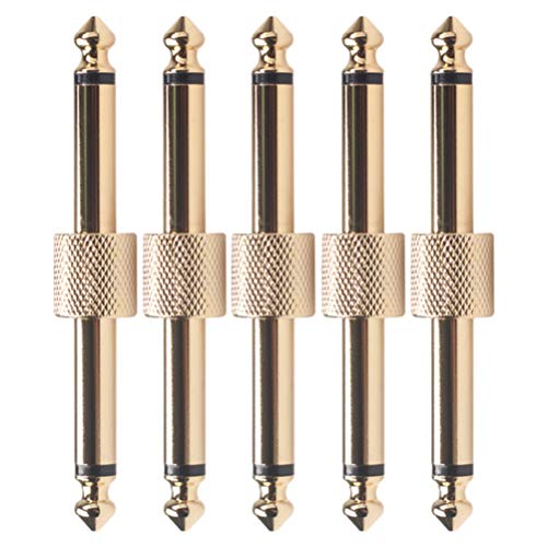 Healifty 5 Pcs Guitare Pédale Coupleur 1/4 Pouce Guitare Effet Pédale à Pédale Connecteurs Type Droit (Doré) 6 35 Mm Cover