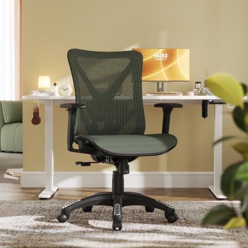 Image of Ergonomic Office Chair, Mesh Computer Desk Chairs with Adjustable Lumbar Support, 3D Armrests, Tilt Function, Comfy Wide Seat, Swivel Executive Work Task Chair for Company and Home