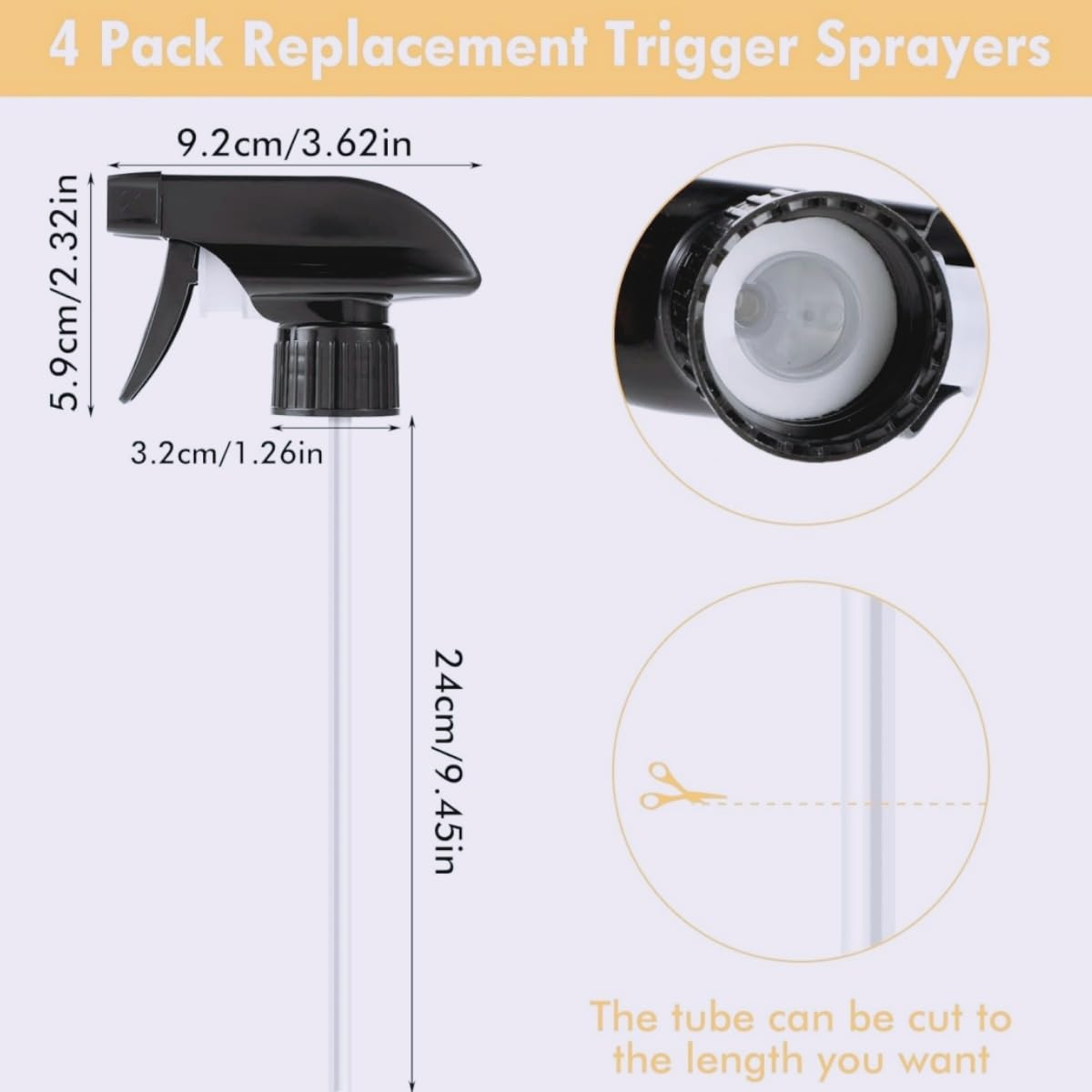 Têtes de Pulvérisation de Rechange,4 Pcs Buses pour Pulvérisateur à Gâchette,Buse de déclenchement de Rechange pour Bouteilles Adaptables aux Bouteilles Usage Jardin,Nettoyage,Cuisine