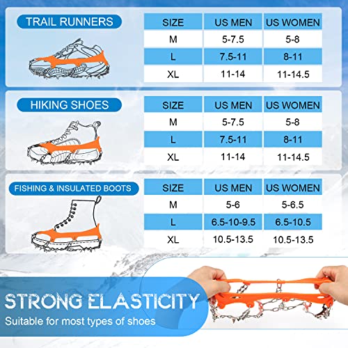 Crampons, 19 Spikes Ice Cleats Traction Snow Grips For Hiking Boots, Shoes Women Men Kids, Safe Protect For Hiking Fishing Climbing Mountaineering(Size-Xl) #TOP4