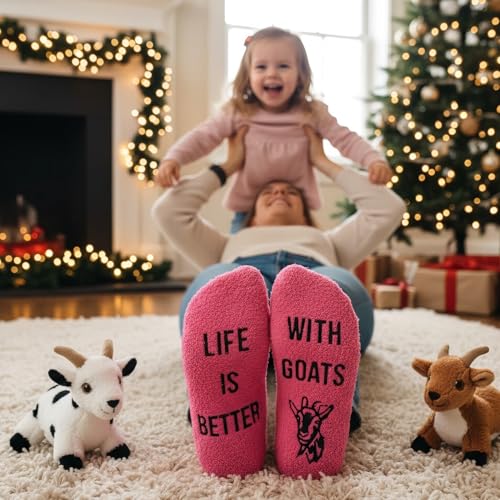 Image of HAPPYPOP Fuzzy Animal Socks for Women - Cute Unicorn, Horse, Cow and Goat Gifts for Her
