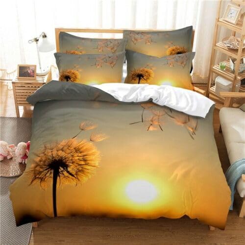 Housse de couette 140x200 beige parure de lit 3D avec 2 taies