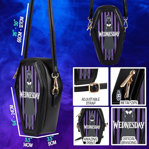 wednesday crossbody bag for girls teens women fanny pack with detachable straps sling bag gothic mini backpack for travel fashion cosplay gifts