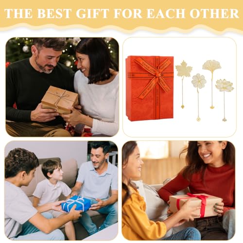 Image of 4 Pcs Metal Bookmarks with Chain, Golden Floral Cutout, Vintage Page Markers for Books, Journals, Notebooks, Ideal Gift for Book Lovers, Students, Office Staff