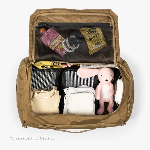 Tactical Baby Gear Tactical Duffle Bag – Hospital & Weekender Diaper Bag for Men with Patch Panel, Backpack or Shoulder Strap Carry, Spacious Storage (Coyote Brown)2