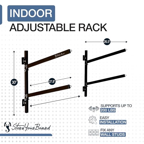 Image of StoreYourBoard G-Kayak Wall Rack - Heavy-Duty Indoor Kayak Rack for 2 Boats, Adjustable Storage Wall Mount Hanger, Space-Saving Indoor Storage for Kayak Wall Mount - Holds 200 lbs - Silver