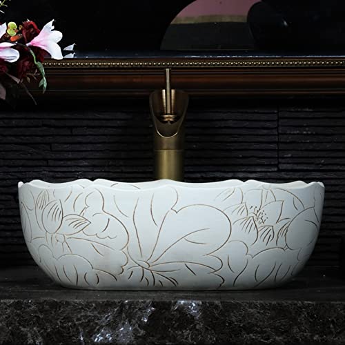 Lavabo à poser carré pour salle de bain en céramique vintage - 5