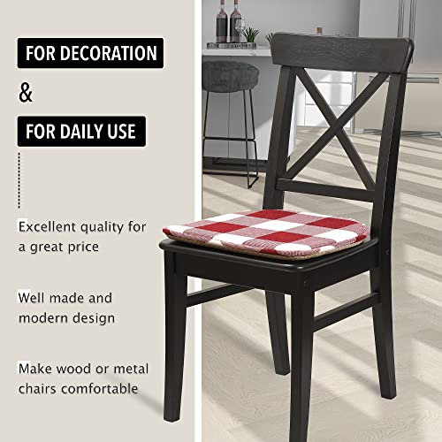 Tromlycs Kitchen Chair Cushions Set Of 4 For Dining Room Chairs Pads Seat Cushions Indoor Non Slip U Shaped 16 X 17 Inch Farmhouse Checkered Red And White #TOP6