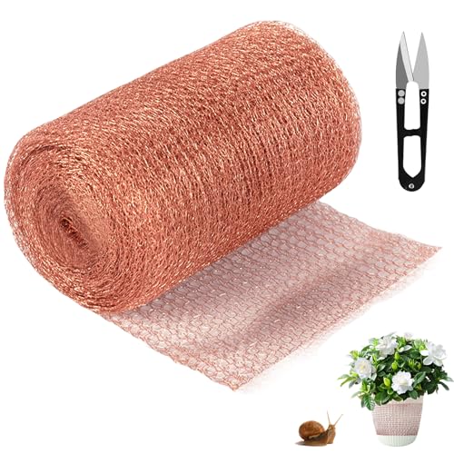 Ruban en cuivre contre les escargots - 127 mm x 9 m - Clôture anti-limaces et escargots - Tissu en cuivre - Protection contre les escargots et les escargots - Avec ciseaux - Laine de cuivre pur - Pour