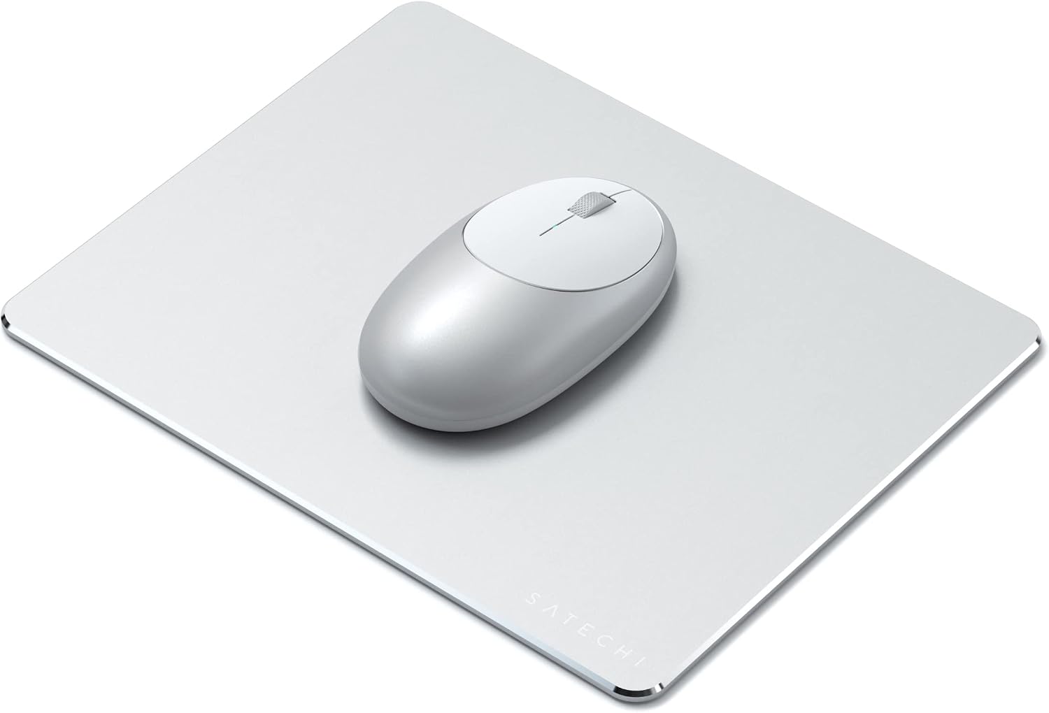 Satechi Aluminum Mouse Pad with Non-Slip Rubber Base - Compatible with Computers, Laptops and Desktops (Silver)