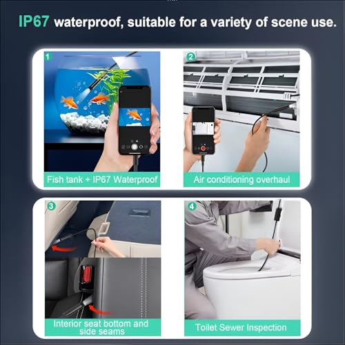 image for Pemamnov Dual-Lens Endoscope Camera with Light,Borescope with 8 Adjust