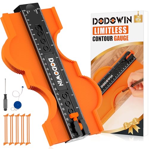 DODOWIN Contour Gauge Unlimited Connection 10 inch, Profile Gauge Laminate Tool, Woodworking Scribing Carpenter Tool, Birthday Gifts for Men Dad Grandad, Valentines Gifts for Him Husband