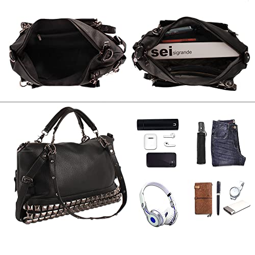 Bolso grande Punk Rivet Hobo para mujer con asa superior miniatura 5