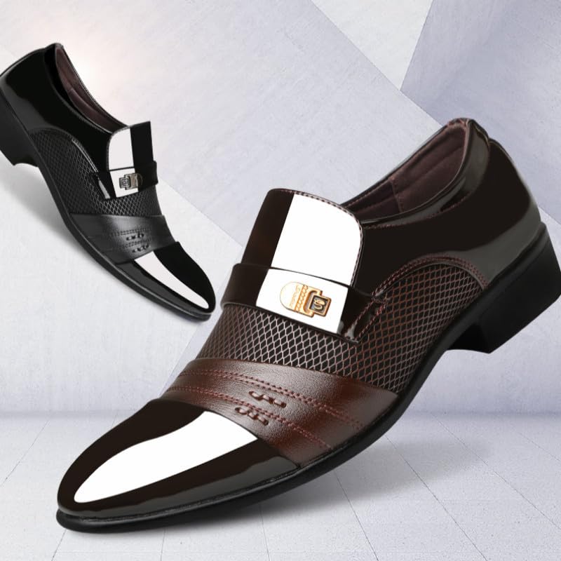 Men's Patent Leather Oxford Shoes - Stylish Formal Dress Shoes for Wedding, Party, and Office2