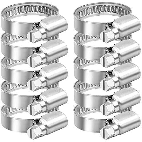 10 Pcs 20-32mm Hose Clips Adjustable, Stainless Steel Jubilee Clips for Securing Hose Connections Home Gas Pipe Flexible Hose Pipe Tube Cover
